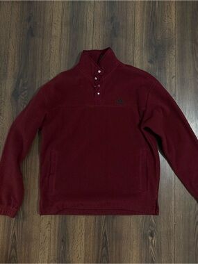 adidas Men's Burgundy Zip-Front Fleece Pullover